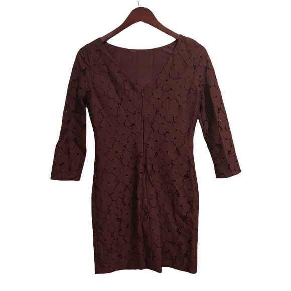 Diane von Furstenberg Aubergine Sarita Lace Dress Cocktail Burgundy Floral Sz 2 - Picture 3 of 8